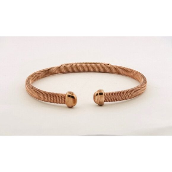 Estate Sterling Silver 925 Mesh Cuff Bracelet with CZ Bar Accent 7" 13.2g - Picture 4 of 11